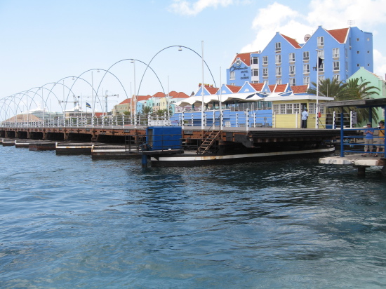 Pedestrian bridge stowed